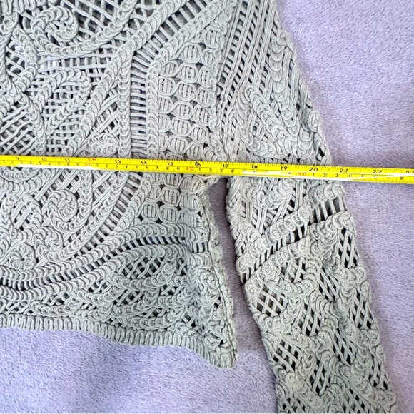 House of Harlow 1960 Sage Crochet Crop Top Cardigan 100% Cotton - Picture 11 of 15